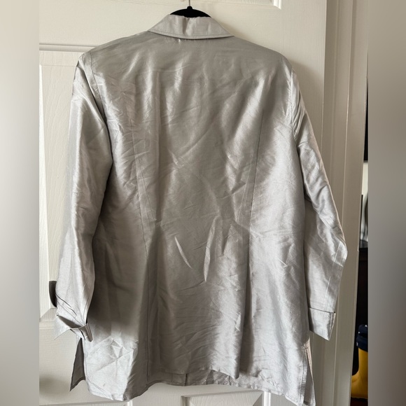Chico’s Tunic/Blouse, 2, Dove Grey, 3/4 Lgth Sleeves, Collared 100% silk NWOT - Picture 8 of 9